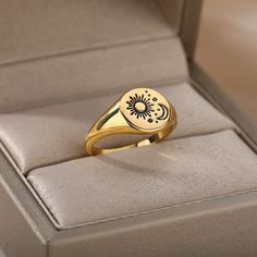 18K Gold Sun Moon Ring, Sun Signet Ring, Tarot Sun Signet Ring | eBay Moon Phase Open Ring As Gift, Sun And Moon Design Open Ring, Sun And Moon Design Open Ring As Gift, Sun And Moon Design Open Ring For Gift, Elegant Rings With Sun And Moon Design, Elegant Rings With Sun And Moon Design As Gift, Elegant Rings With Sun And Moon Design For Gift, Moon Phase Midi Open Ring, Open Ring With Sun And Moon Design For Gift