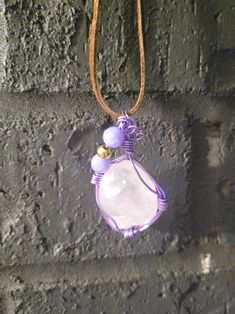 Beautiful purple Jade & white Brazilian agate crystal pendant necklace. Amethyst Crystal Necklaces With Round Pendant, Rose Quartz Pendant Necklace For Healing, Rose Quartz Pendant Necklaces For Healing, Spiritual Rose Quartz Round Pendant Necklace, Adjustable Gemstone Pendant Crystal Necklace, Purple Mineral Crystal Pendant Jewelry, Lavender Necklaces With Natural Stones For Gift, Amethyst Crystal Pendant Gift, Adjustable Rose Quartz Pendant Necklace