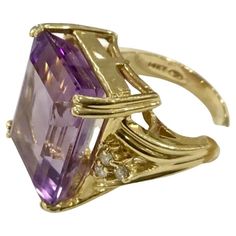 Amethyst And Diamond Ring, Fashion Rings, Heart Ring, Cuff Bracelets, The Ring, Diamond Cuts, Diamond Ring, Jewelry Rings, Amethyst