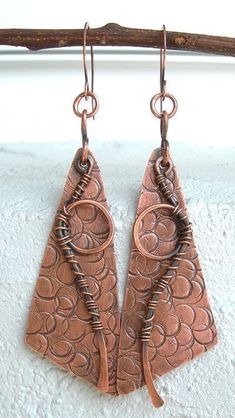 Sweet Easy, Copper Jewellery, Mixed Metal Jewelry, Earrings Inspiration, Jewelry Techniques, Work Jewelry, Scrap Metal, Ear Rings