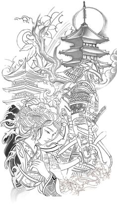 Japanese Art Samurai, Samurai Wallpaper, Japan Tattoo Design, Matching Couple Tattoos, Versace Logo, Japan Tattoo, Style Japonais, Couple Tattoos, Japanese Art