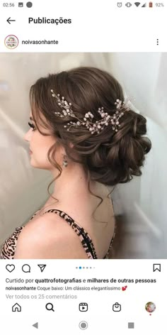 a woman wearing a tiara with flowers on it's head and hair in the middle