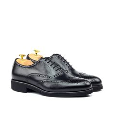 Also known as a wingtip, the Full Brogue is easily identifiable as one of the most classic pairs of men's dress shoes on the market. Featuring a brogue pattern along the sides as well as the toe cap, every man needs a Full Brogue in his shoe closet. Sole units (different available) are Blake stitched to uppers. Upper Materials: Black Box Calf Lining: Black Calf Leather Sole: Black Heeled Rubber Sole Last: Zurigo - Rounded Toe for Traditional English Look YOUR Package Includes Leather shoe cleani Jodhpur Boots, Wood Shoes, Men's Dress Shoes, Wingtip Oxford, Traditional English, Leather Box, Shoe Tree, Red Sole, Shoe Closet