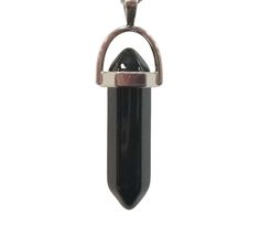 Black Agate Bullet Point Necklace - Sacred Crystals Chains and Necklaces Emerald Eyes, The Root Chakra, Buy Crystals, Black Agate, Copper Metal, Root Chakra, Mortar And Pestle, Crystal Gifts, Ring Collections