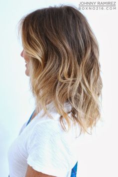 Box No. 216:light ash(ish) brown and beachy blonde highlights Long Bob Hairstyles, Ombre Hair Color, Bob Hair, Long Bob, Shoulder Length Hair, Great Hair, Ombre Hair