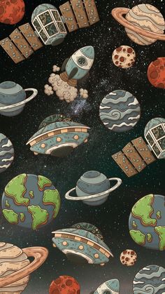 an image of many different planets in the sky