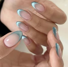 blue magnetic cat eye nails short nails almond nails summer nails spring nails simple gel x extensions manicure nail inspo french nails sparkly Fake Nails With Glue, Easy Nails, Nail Swag, Cat Eye Nails, Dream Nails, Minimalist Nails, French Tip Nails, Nail Accessories, Cute Acrylic Nails