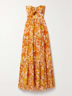 ERDEM Catalina floral-print linen midi dress | NET-A-PORTER Cotton Maxi Dress, Looks Party, Elegante Casual, Maxi Dress Cotton, Cotton Maxi, Clothing Care, Orange Dress, Looks Vintage, Look Chic