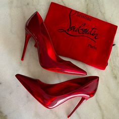 Christian Louboutin Kate Pointed Toe Red Shoes With Dust Bag Comes With Dust Bag & In Excellent Condition With Minor White Scuff On One Side Shoe As Shown In Photos (This Is How I Bought It) & It Does Not Standout. Shoes Are Unworn. See Photos For Details & Measurements Louis Vuitton Shoes Heels Red Bottoms, Red Bottoms Wedding Shoes, Shoe Game Sneakers, Louboutin Bag, Red Bottom Heels Outfit, Red Louboutin Heels, Louboutin Heels Aesthetic, Red Shoes Heels, Christian Louboutin Kate