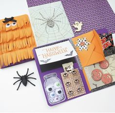 an assortment of halloween greeting cards and decorations