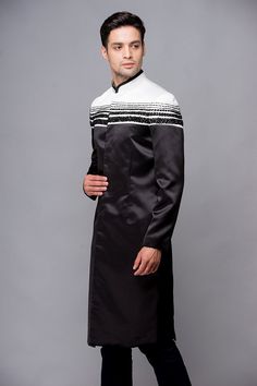 Brand new and high-quality Vietnamese traditional Ao Dai for men This set includes the Ao Dai and shipping with no pants. White Long Sleeve Sherwani For Party, White Long Sleeve Party Sherwani, Fitted White Sherwani For Party, White Fitted Kurta With Stand Collar, Elegant Fitted Bandhgala For Traditional Ceremonies, Men Ao Dai, Modern Men, Garment Cover, Modern Couple