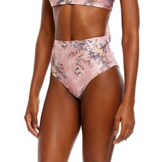 Classic High-Waisted Cut, Featuring A Reversible Design So You Can Choose Which Romantic Floral Print. Chic High Rise Summer Swimwear, Floral Print Fitted Bottoms For Poolside, Chic High Rise Swimwear For Beach, Chic High-rise Swimwear For Beach, Poolside Floral Print Fitted Bottoms, High Waist Floral Print Bottoms For Swimming, Spring Swimwear With Wide Waistband, High Waist Floral Print Bottoms For Poolside, High Rise Beachwear Swimwear For Spring