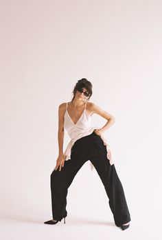 The Trouser Tailored Wide Leg Pants, Vintage Baseball Caps, Classic Trousers, Vintage Clip, Black Shoulder Bag, Black Trousers, All The Right Places, Black High Heels, Bottega Jodie