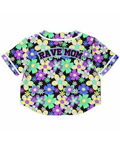 Crazy Daisy Cropped Baseball Jersey, Cropped Baseball Jersey, - One Stop Rave Cropped Baseball Jersey, Nights Out With Friends, Rave Gear, Hot Summer Nights, Wear Crop Top, Festival Tops, Rave Wear, Baseball Jersey, Baseball Jerseys