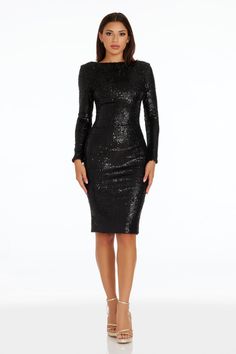 Emery Sequin Dress Sequined Sheath Bodycon Dress, Fall Sheath Long Sleeve Dress For Party, Fall Party Long Sleeve Sheath Dress, Sequin Midi Dress For Party Season, Elegant Long Sleeve Dress With Sequins For Party Season, Elegant Long Sleeve Sequined Bodycon Dress, Cocktail Midi Sequin Dress, Sequin Midi Dress For Cocktail, Embellished Midi Bodycon Evening Dress