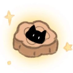 a drawing of a cat in a bed with stars around it