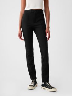 High Rise Ponte Skinny Pants | Gap Pin Tucks, Petite Size, Charcoal Grey, Welt Pockets, Work Wear, Gap, High Rise, Pants, Clothes