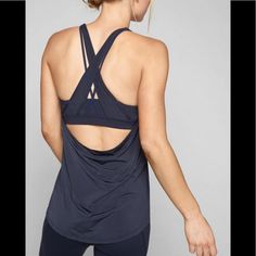 Style: Transcendence Support Tank Size: Xs Color: Navy With Black Fine Stripes New With Tags Built In Sports Bra- Outer Shell: 81% Nylon, 19% Spandex Shell: 77% Nylon, 23% Spandex Lining: 90% Polyester, 10% Spandex Mesh: 87% Nylon, 13% Spandex *First Photo Is Not My Own, It Is To Show Style And Fi Sporty Tops With Built-in Bra For Sports, Casual Moisture-wicking Cross Back Activewear, Casual Moisture-wicking Activewear With Cross Back, Sporty Lightweight Cross Back Top, Athleisure Cross Back Training Tops, Sporty Cross-back Sports Top, Sporty Cross Back Tops For Sports, Athleisure Tops With Mesh Back For Light Exercise, Athleisure Tops For Light Exercise With Mesh Back