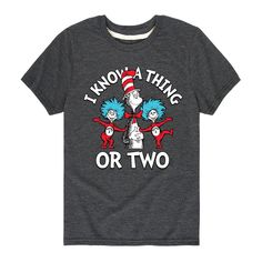 Dr. Seuss - I Know A Thing Or Two - Toddler And Youth Short Sleeve Graphic T-Shirt - Celebrate the essence of Dr. Seuss's Dr. Seuss with officially licensed apparel featuring unique designs crafted exclusively by Hybrid Apparel. Each piece brings beloved characters, iconic imagery, and memorable moments to life, offering Dr. Seuss fans a one-of-a-kind way to showcase their passion. Kids Clothes Boys, Toddler Boy Outfits, Top Graphic Tees, Fabric Names, Dr Seuss, Memorable Moments, Tee Shop, A Thing, Toddler Outfits