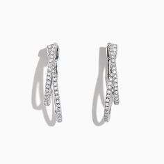 Effy Pave Classica 14K White Gold Diamond Earrings, 0.58 TCW Small Diamond Rings, Beautiful Diamond Earrings, Diamond Tops, Gold Diamond Hoop Earrings, White Gold Diamond Earrings, Flawless Diamond, Platinum Earrings, White Gold Sapphire, Simple Diamonds