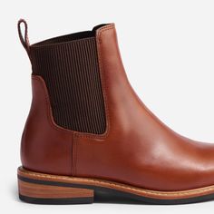 Rugged yet elegant, we designed these chelsea boots to be versatile in style and wear-well for years to come through whatever life throws your way. | Women's Carmen Chelsea Boots . Brandy Size 5 Women Chelsea Boots, Brown Leather Chelsea Boots, Everyday Boots, Brown Chelsea Boots, Utilitarian Style, Chelsea Boots Women, Heel Caps, Leather Chelsea Boots, Chelsea Boot