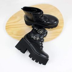 Material: Faux Leather 
Size: 35-40 
(Height:22.8CM/9" 
Heel Height:8.3CM/3.3" 
Platform Height:5.2CM/2") 
SKU: BO98818 Black Punk Style Martin Boots In Faux Leather, Black Punk Martin Boots In Faux Leather, Trendy Round Toe Martin Boots For Concert, Winter Platform Martin Boots For Concerts, Winter Concert Platform Martin Boots, Punk Faux Leather Martin Boots With Platform, Punk Style Faux Leather Platform Martin Boots, Edgy Faux Leather Martin Boots With Round Toe, Punk Style Platform Martin Boots In Faux Leather