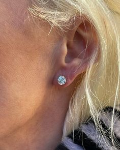 Round Cut Moissanite Stud Earring Solitaire Square Push Back Stud Gift for Her Solitaire Earrings Studs, Square Diamond Earrings, Round Diamond Earrings, Solitaire Earrings, Solitaire Studs, Moissanite Earrings, India Jewelry, Solitaire Diamond, Jewelry Lookbook