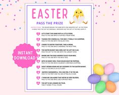 easter pass the prize with eggs and confetti