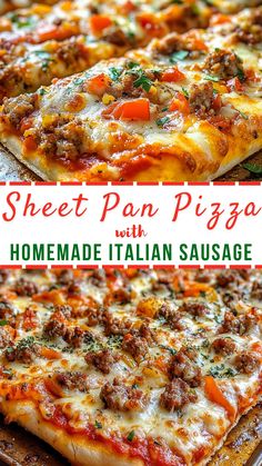 Sheet Pan Pizza with Homemade Italian Sausage Recipes With Sweet Italian Sausage, Home Made Pizza Toppings, Sausage For Pizza, Homemade Sausage Pizza, Cheesy Appetizers, Sweet Italian Sausage Recipes, Old Oven, Italian Sausage Pizza