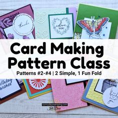 a pile of cards with the words card making pattern class