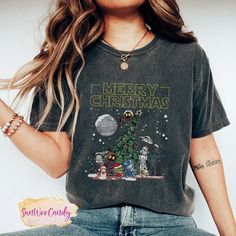 Star Wars Christmas Shirt, Disney Comfort Colors Shirt Disney World Christmas Outfit, Disneyland Christmas Outfit, Disney Christmas Outfits, Darth Vader Christmas, Custom Disney Shirts, Disneyland Christmas, Disney Christmas Shirts, Disney World Christmas, Disney 2024