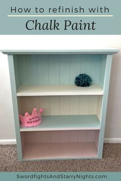 how to refinish with chalk paint on an old bookcase - so cute and easy