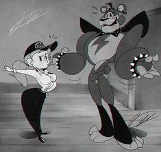 an animated character is dancing with another character