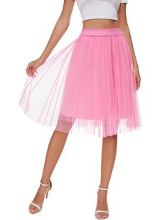 PRICES MAY VARY. Materials: 2 layers of comfortable tulle, 1 layer of soft lining, light and graceful. Each tulle layer is sewn together with 26 pieces of tulle, flowing and elegant. Size:The length of the tutu skirt comes well just about your knees.Skirt length: 25.6" High waist with elastic waistband. Occasions: The pleated high waist midi tulle skirt suitable match button down shirts, crops, tanks, sweaters, vests, down jackets, thick leggings, flip flops, heels, boots, leather shoes . You ca Midi Tulle Skirt, Long Tulle Skirt, Theatre School, Tulle Long Skirt, Thick Leggings, Sparkle Party, Tulle Midi Skirt, Music Theatre, Masquerade Ball