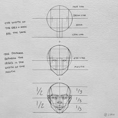 an image of the face and head in three different angles, with lines on each side