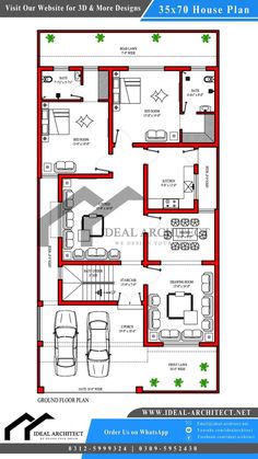 a floor plan for a house with three rooms and two car garages in the middle