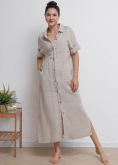 Sheet Dress Outfit, Linen Shirt Dress Outfit, Oversized Shirts For Women, Long Button Up Shirt, Casual Linen Shirt, Plus Size Linen Dress, Dress For Plus Size Women, Shirt Dress Plus Size, Shirt Maxi Dress