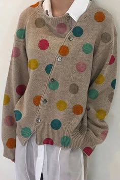 Polka Dot Cardigan, Boho Styl, Plus Size Blazer, Polka Dot Sweater, Cardigan Sweaters, Skirt Maxi, Casual Sweater, Casual Cardigans, Cardigan Long