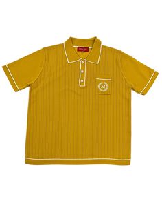 Polo button Shirt 100% cotton craft in mustard gold with a pocket  Available Only in M & S Sizes Yellow Polo Shirt For Spring, Yellow Polo Collar Top For Spring, Yellow Polo Collar Shirt For Summer, Classic Yellow Polo Shirt For Spring, Gold Collared Top For Workwear, Gold Collared Top For Work, Casual Gold Shirt For Spring, Gold Casual Shirt For Spring, Casual Gold Tops With Buttons