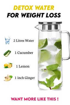 DETOX WATER FOR FAT LOSS Lemon Diet, Ginger Water