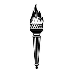 a black and white drawing of a torch