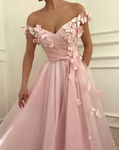 Prom Dresses Long Tulle, Pink Evening Gowns, Flower Prom Dress, Prom Dresses Long Pink, Formal Ball Gown, Yule Ball, Prom Dress Ideas, Pink Prom Dress, Pink Prom