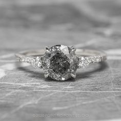 salt and pepper diamond Brilliant Cut Diamond Engagement Ring, Pepper Diamond Engagement Ring, Salt And Pepper Diamond Ring, Salt Pepper Diamond, Pepper Diamond Ring, Round Diamond Engagement Ring, Future Engagement Rings, Oval Diamond Engagement, Oval Diamond Engagement Ring