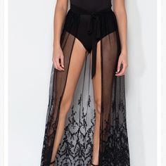 Gorgeous Sheer Black Skirt That Ties Around The Waist. Bodysuit Bottom Does Not Come With It, Just The Skirt. Never Worn Before (Could Never Find A Bodysuit I Liked) Black Fringe Dress, Beach Attire, Coverup Skirt, Easy Trendy Outfits, Fringe Dress, Skirt White, Witchy Woman, Beauty And Fashion, Black Skirt