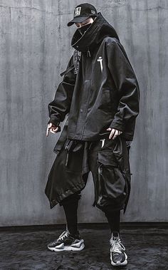 Cyberpunk Techwear, Cyberpunk Clothes, Tech Wear, Linen Men, Cyberpunk Fashion, Japanese Streetwear, Spring Fabric, Cuffed Pants