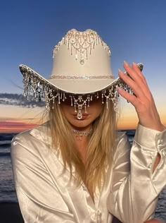 Iridescent Rhinestone Fringe Cowboy Hat majestic - Etsy Glam Cowboy Hat, Cowboy Party Aesthetic, Bachelorette Party Country, Fringe Cowboy Hat, Coachella Hat, Custom Cowboy Hats, Glitzy Glam, Western Glam, Rhinestone Cowgirl