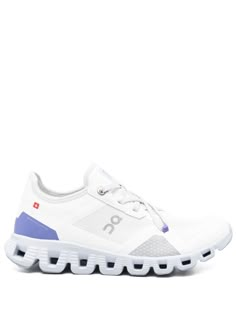 white light blue purple panelled design mesh panelling round toe logo patch at the tongue logo patch to the side logo print to the rear branded insole signature CloudTec® cushioning padded ankle chunky rubber lug sole front lace-up fastening Cute On Clouds, On Clouds Shoes, Oncloud Sneakers, On Running Sneakers, Cute Running Shoes, On Cloud Shoes, Cloud Shoes, Planet People, Pretty Shoes Sneakers