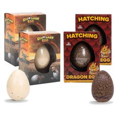 three different types of hatching eggs in boxes