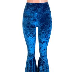 "**Due to SO MANY issues with USPS - we STRONGLY ENCOURAGE you to purchase the UPS Upgrade with your order located here: https://www.etsy.com/listing/926751536/ups-upgrade Made of luxurious royal blue 4-way stretch crushed velvet - these high-waisted bell bottoms will fit you perfectly. They hug your hips and flare out at the feet. This color is stunning! The inseam is 35\" (the mannequin is 5'8\") but can be customized by putting your desired inseam in the comments/notes when checking out. Wome Blue Stretch Full-length Flares, Blue Fitted High Waist Flares, Fitted High Waist Blue Flares, Blue Flare Pants For Party, Blue High Waist Fitted Flares, Blue Flare Party Bottoms, Blue Flared Party Bottoms, Flared Blue Party Bottoms, Blue Flare Bottoms For Party