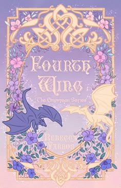 the front cover of an illustrated book, featuring two dragon heads and flowers on it